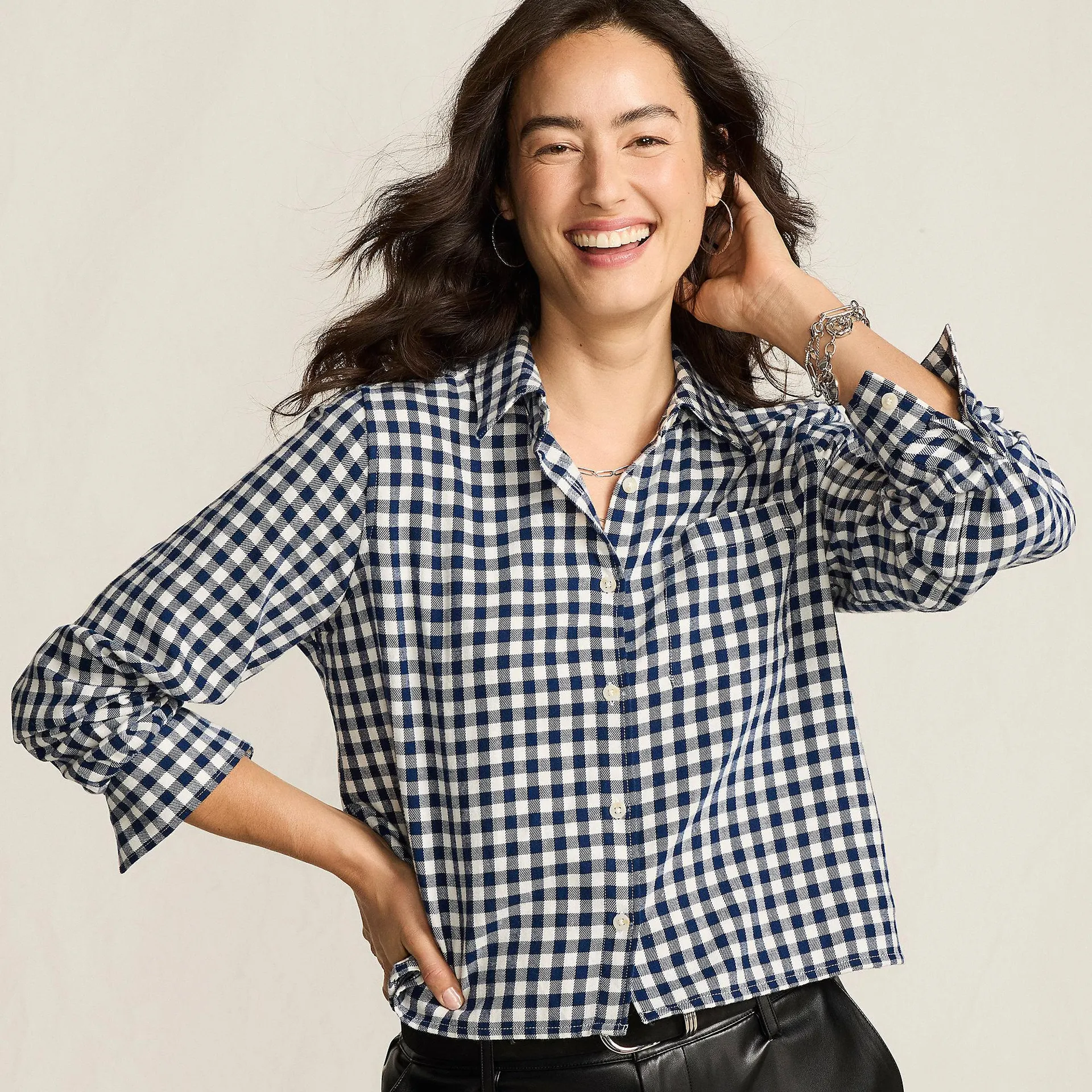 Women's Cropped Flannel Shirt