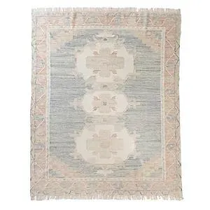 Blue and Blush Punja Kilim Area Rug, 8x10
