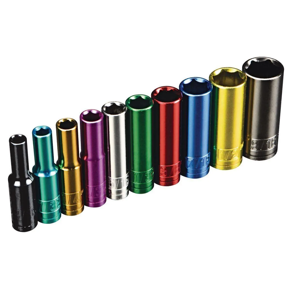 1/4 in. Drive SAE Color-Coded Deep Socket Set, 10-Piece