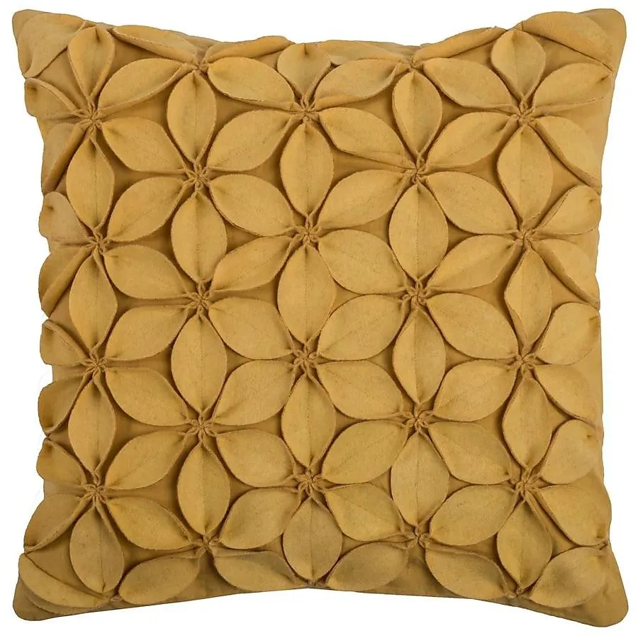 Rizzy Home Poly filled pillow 18-in x 18-in Yellow Square Indoor Decorative Pillow
