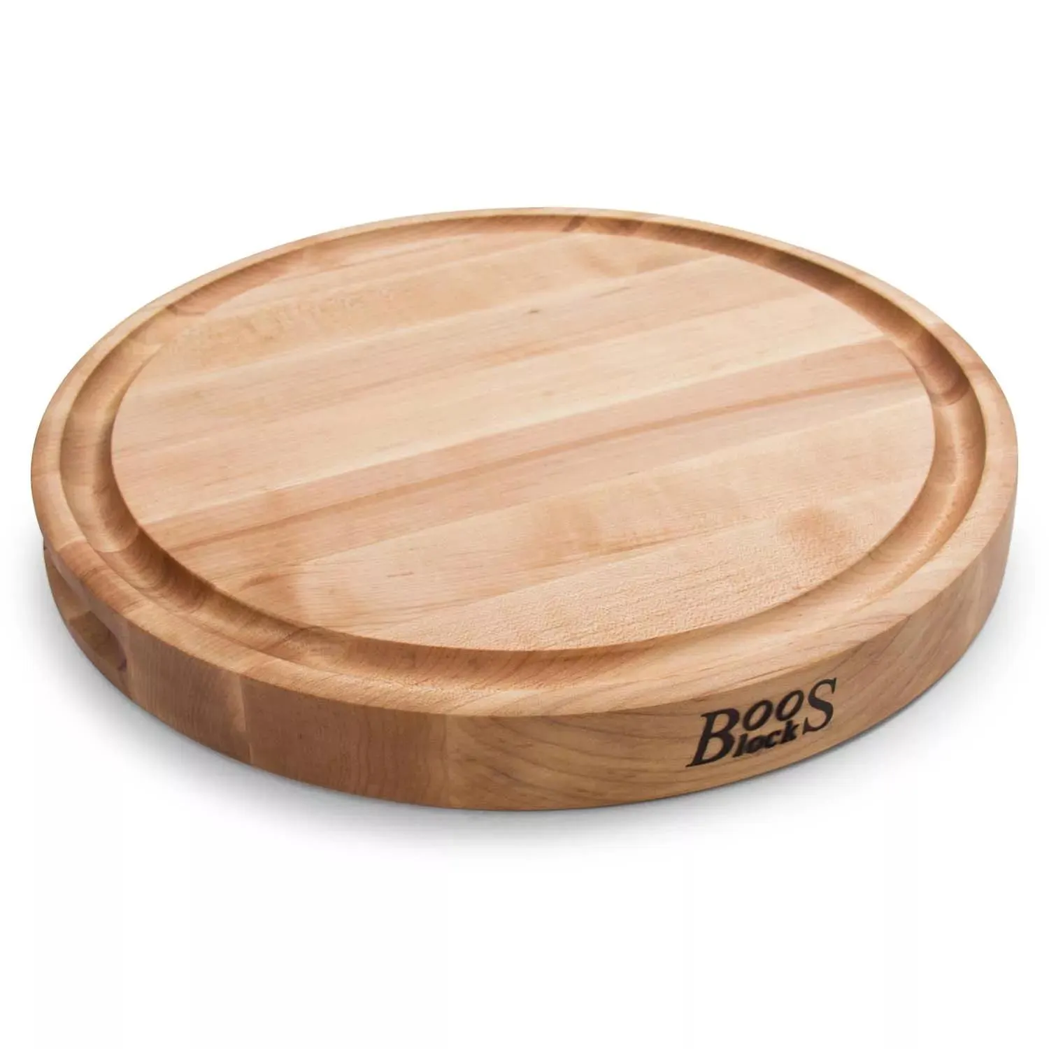 John Boos Maple Edge-Grain Round Cutting Board w/ Juice Groove, 12"