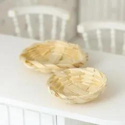 Dollhouse Miniature Wicker Baskets (Package of 2 pieces)