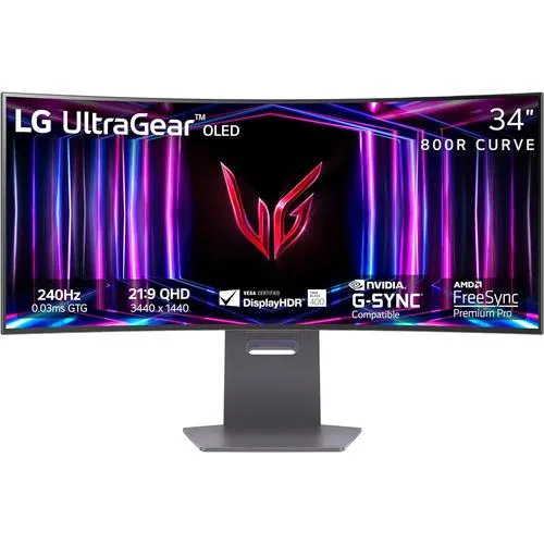 LG 34 inch UltraGear 1440p 240 Hz OLED 800R Curved Gaming Monitor - Open Box