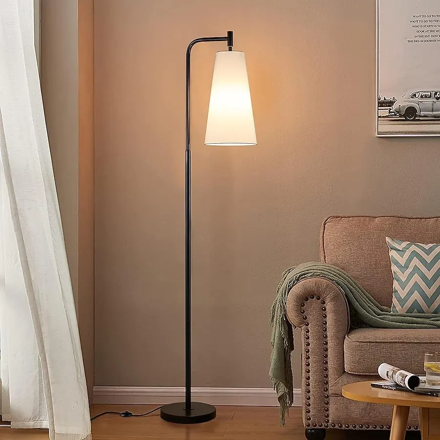 KAWOTI 67.5-in Black Shaded floor lamp Floor Lamp with Linen Shade