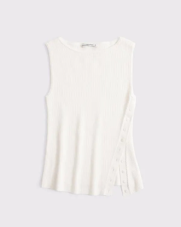 Asymmetrical Button Sweater Tank