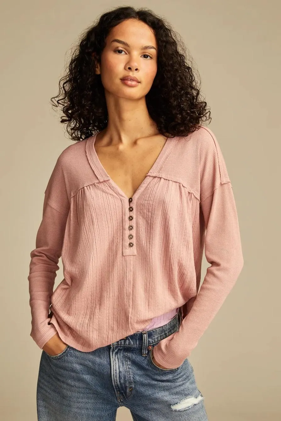 fabric mix long sleeve tunic