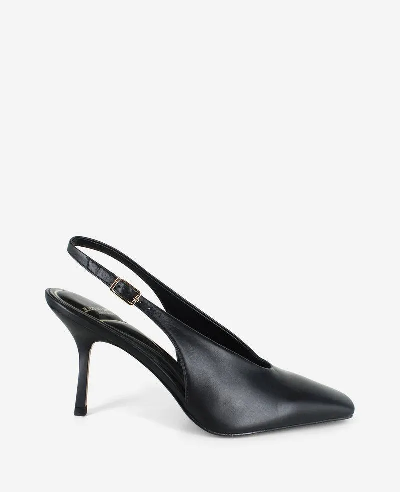 Aerial Leather Slingback Heel - BLACK LEATHER