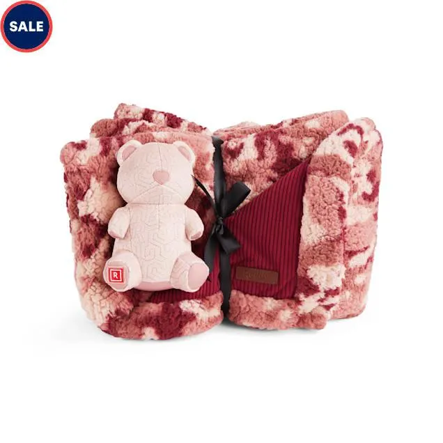 Reddy Burgundy Blanket Teddy Dog Toy Set