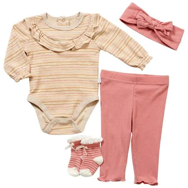 Baby Girl (NB-9M) Tahari 4pc. Stripe Bodysuit & Rib Leggings Set