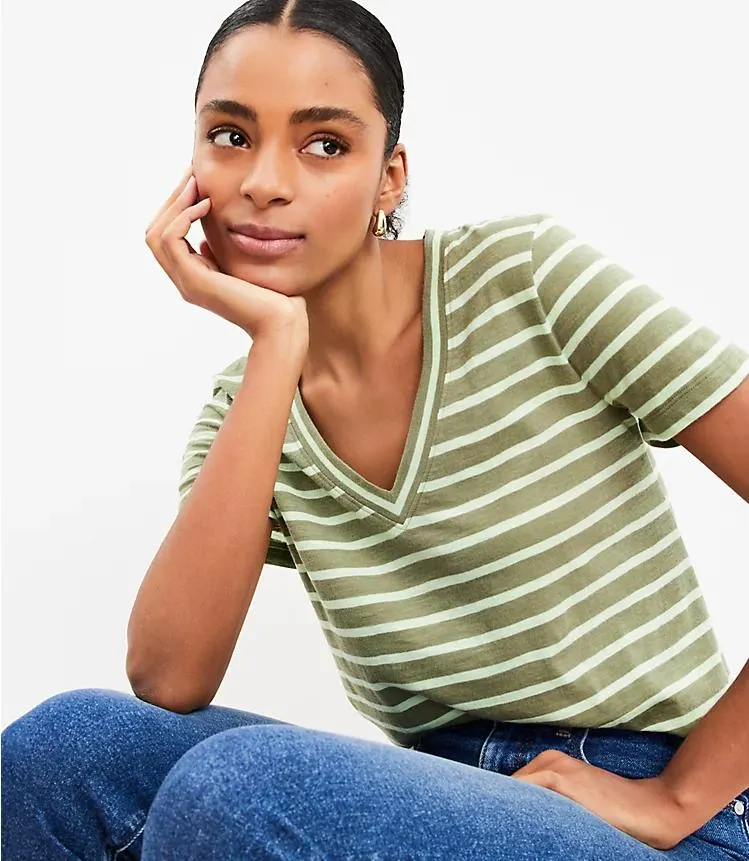 Striped Everyday V-Neck Tee