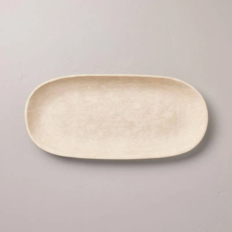 8"x19" Artisan Handcrafted Decorative Oval Tray Cream - Hearth & Hand™ with Magnolia