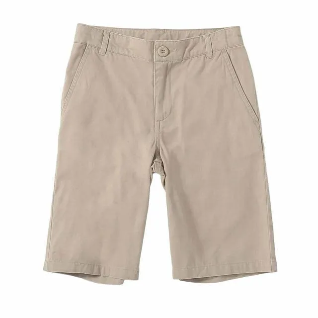 Bienzoe Boy's School Uniforms Flat Front Bermuda Shorts Khaki 14