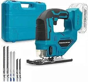 RQG Cordless Jig Saw, Compatible with Makiita 21V Battery (Not Included), 750W Brushless Motor, Variable Speed, LED Light, Bevel Angle 45, Straight & Curve Cutting