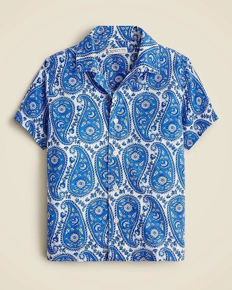 Kids' short-sleeve camp shirt in prints