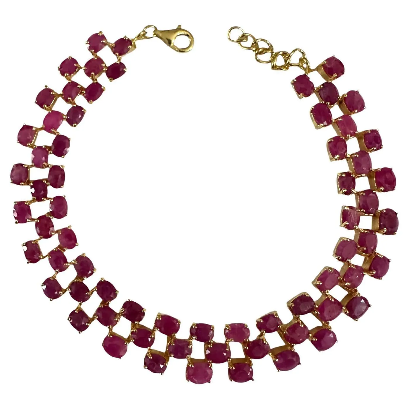 New 13.86 Carat 66 Ruby 14K Gold PL Sterling Silver Bracelet