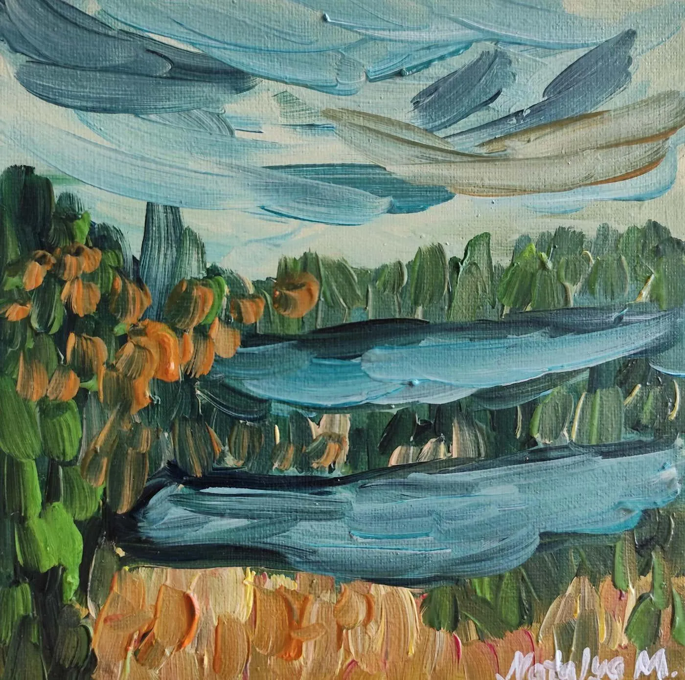 Mougenot Natalya Abstract Expressionist impressionist nature oil painting "Calling to nature"" 2025