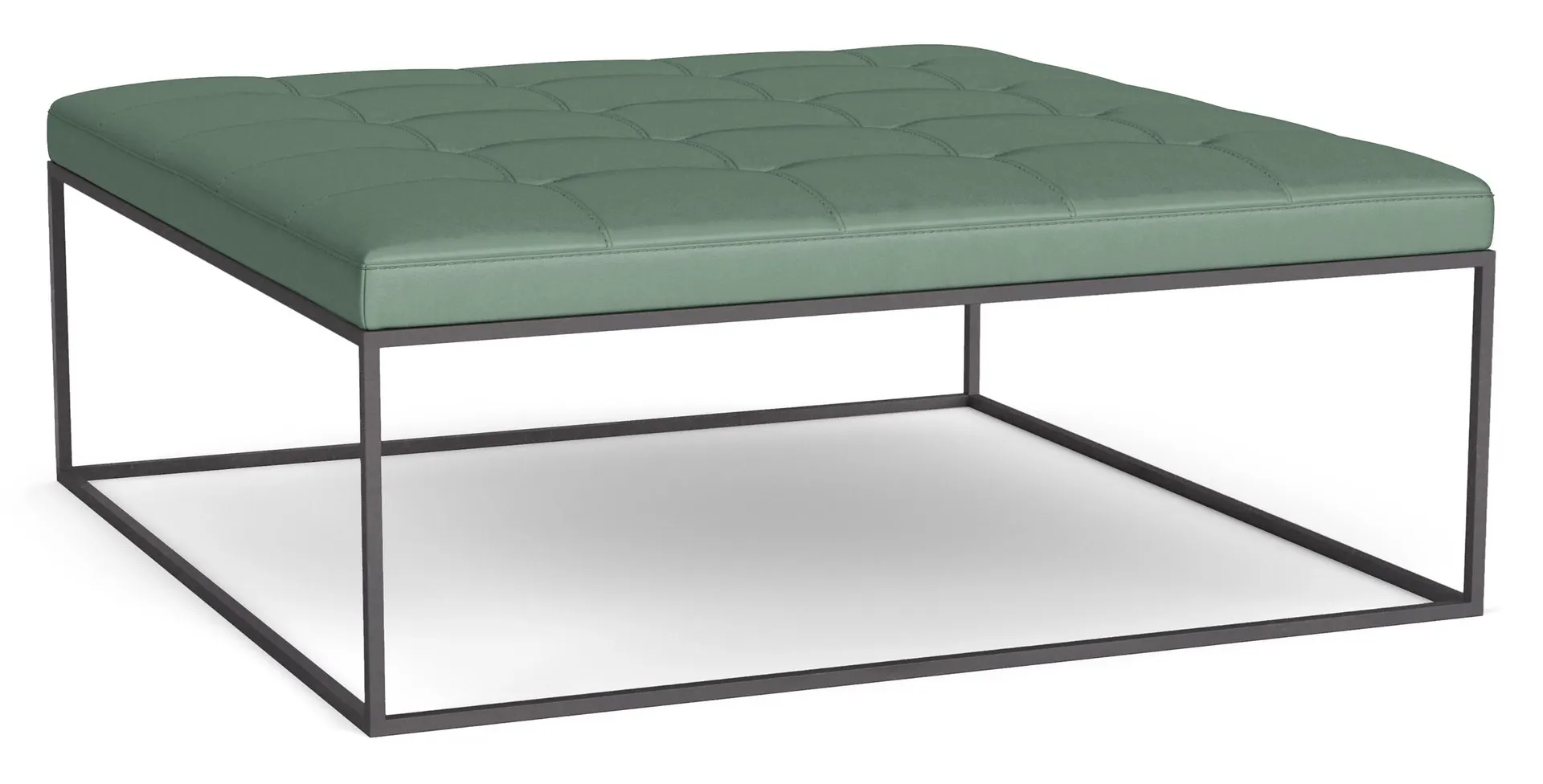 Tyne 40w 40d 17h Square Bench in Vento Teal Leather w/Natural Steel Base