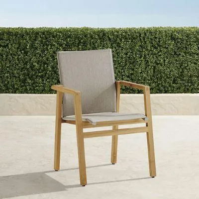 Frontgate Resort Collection™ Newport Dining Chairs in Natural Teak & Sand Sling, Set of Two