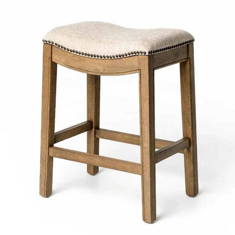 Maven Lane Adrien Backless Saddle Kitchen Counter Stool with Fabric Upholstery