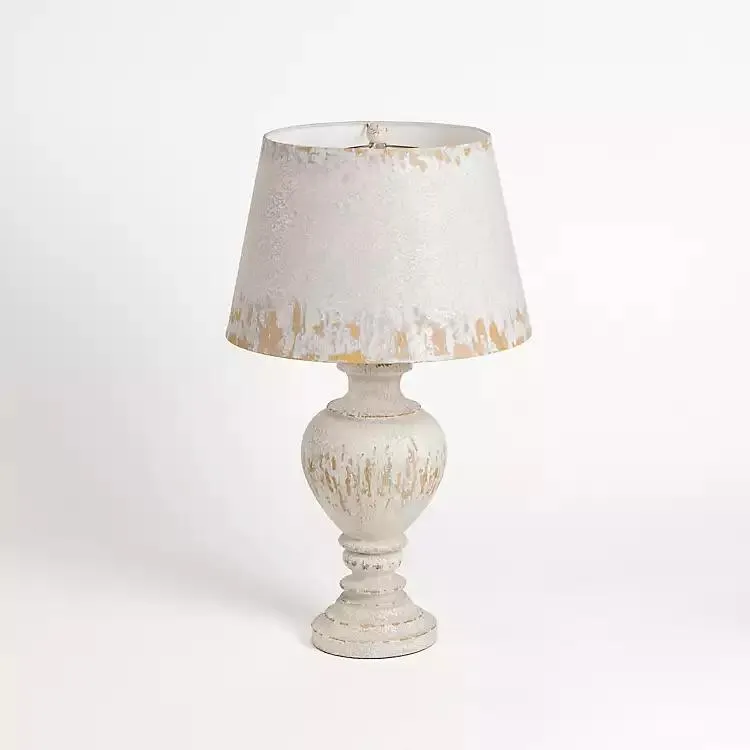 Distressed Ivory Painted Table Lamp