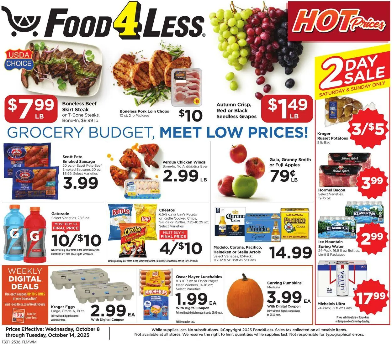 Weekly ad Food 4 Less from October 8 to October 14 2025 - Page 1