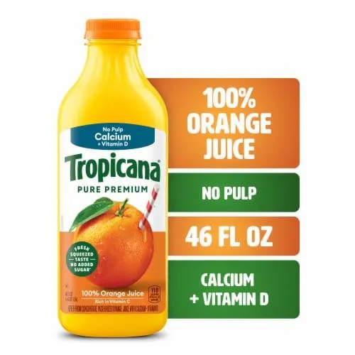Tropicana Pure Premium Original No Pulp No Sugar Added Calcium And Vitamin D 100% Orange Juice