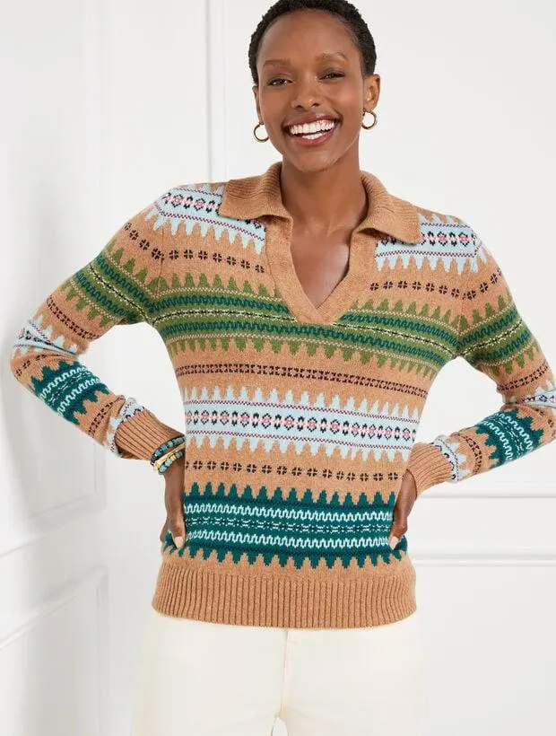 Johnny Collar Sweater - Autumn Fair Isle