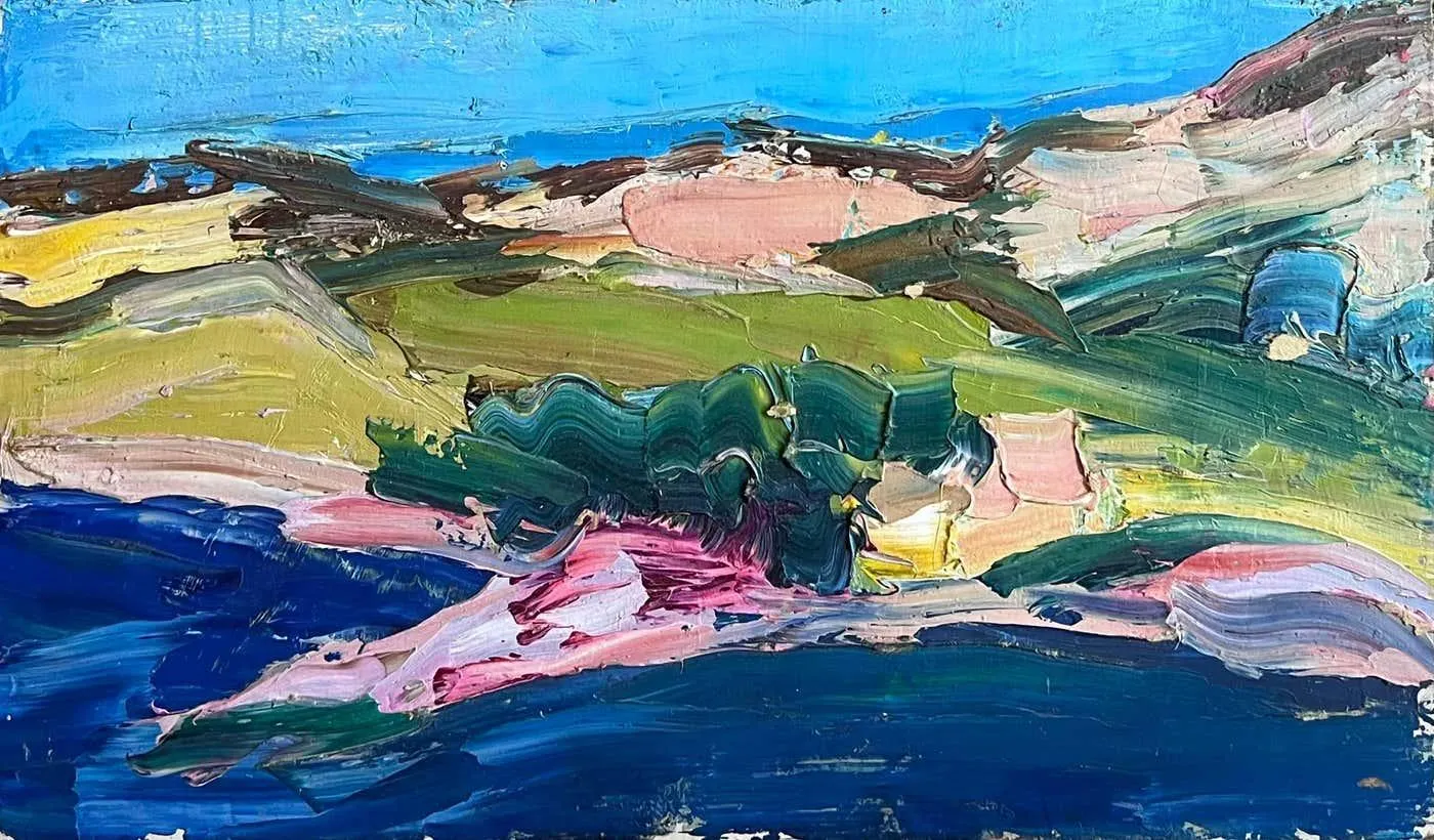 Mid 20th Century South of France Thickly Painted Landscape Oil Painting