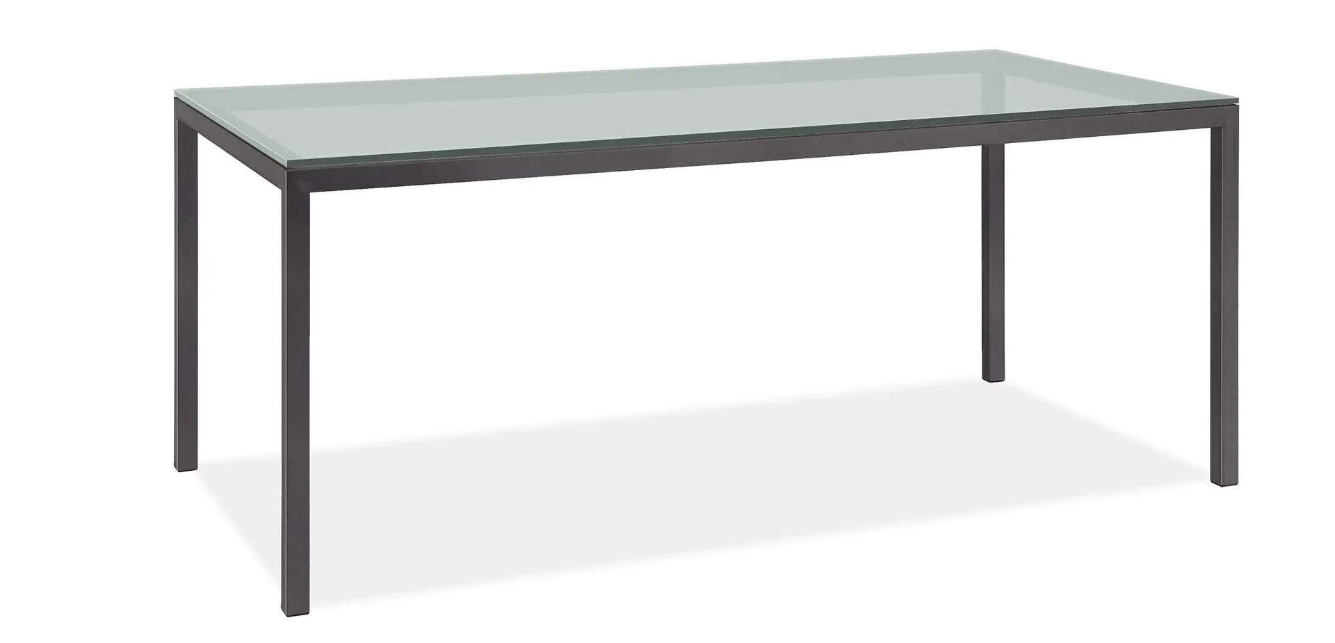 Parsons 80w 40d 29h Table w/ 1.5" Natural Steel Legs & Satin Etch Glass Top