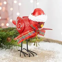 Artificial Cardinal in Santa Hat
