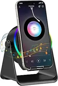TARKARI Wireless Induction Speaker, 5 in 1 Bluetooth Speaker with Cell Phone Stand, HD Stereo Sound Compatible with iPhone iPad Android Tablet, Birthday Gifts for Women Men Him