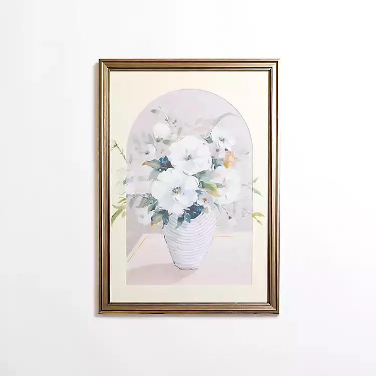 White Floral Arrangement Framed Art Print