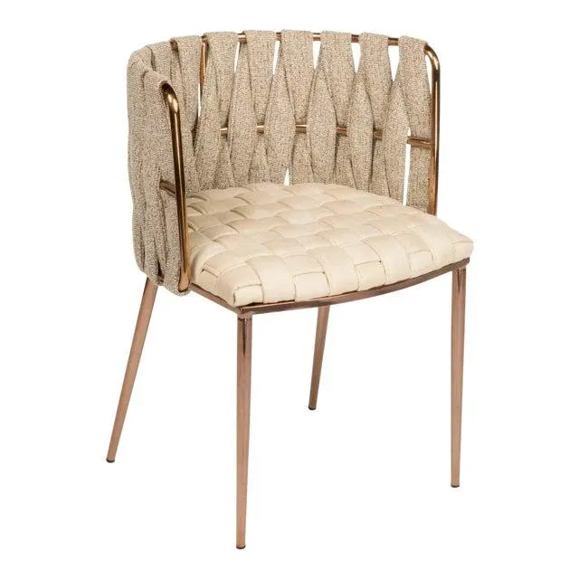Modern Milano Off White and Gold Dining Chair