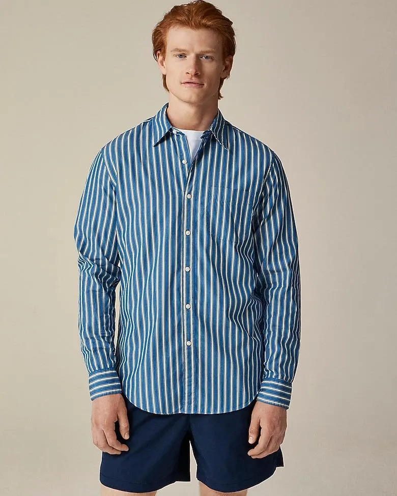 Slim Secret Wash cotton poplin shirt with point collar