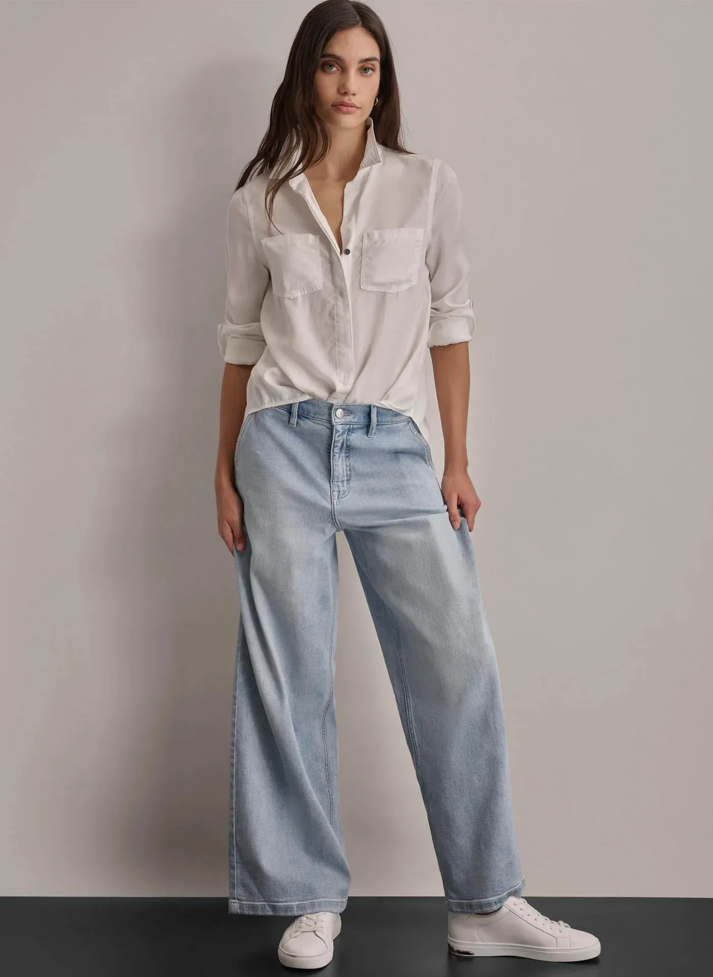 SPLIT BACK BUTTON FRONT SHIRT