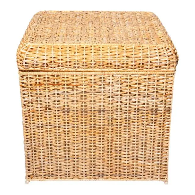 Square Wicker Storage Ottoman, 20"