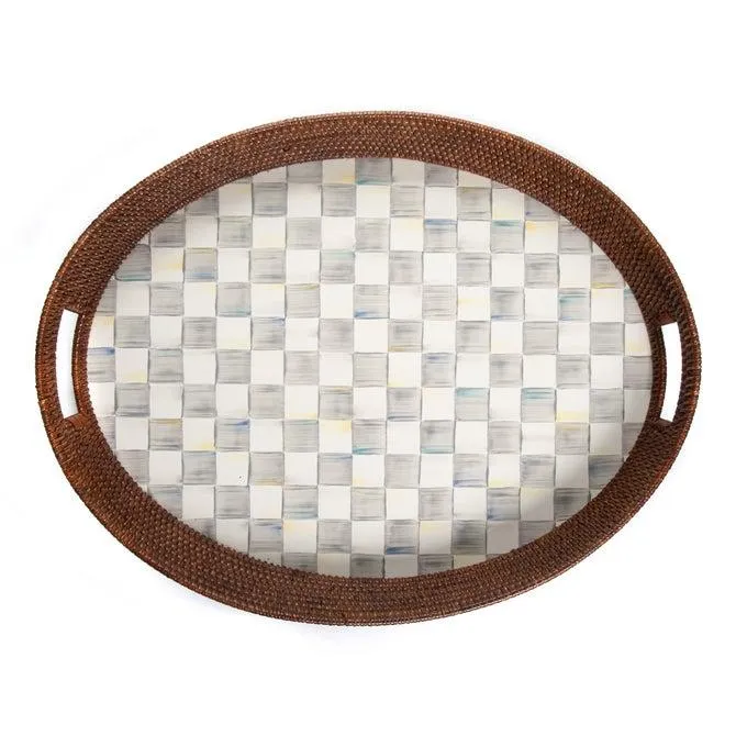 Rattan & Enamel Tray