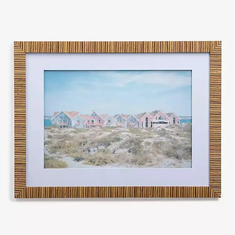 Striped Beach Town Framed Art Print