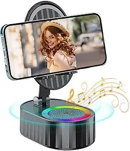 Cell Phone Stand with Wireless Bluetooth Speaker,Induction Speaker HD Surround Sound for Home and Outdoor,Compatible with iPhone/ipad/Samsung Galaxy