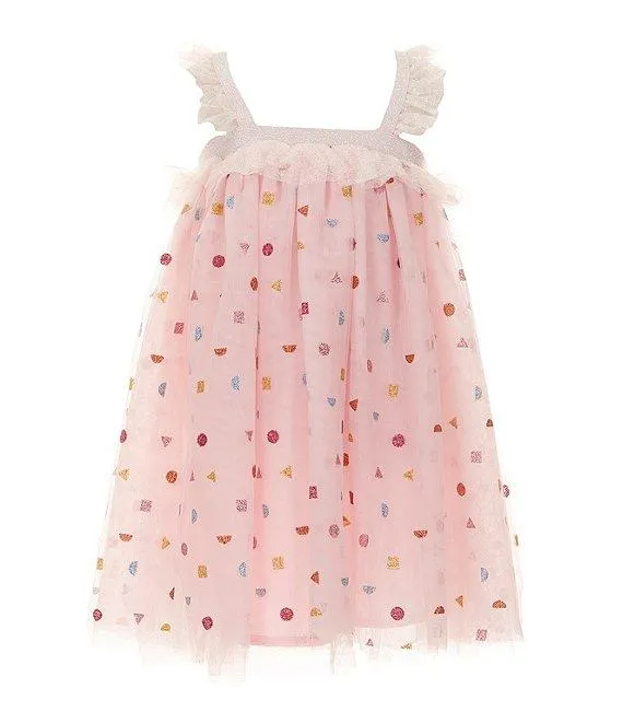 Baby/Little Girls 12 Months-5T Sleeveless Glitter-Accented Mesh Dress
