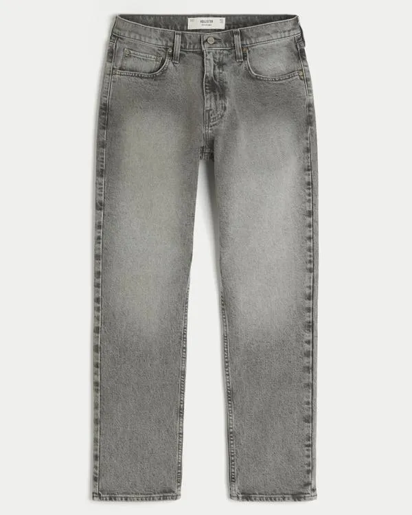 Washed Grey Slim Straight Jeans