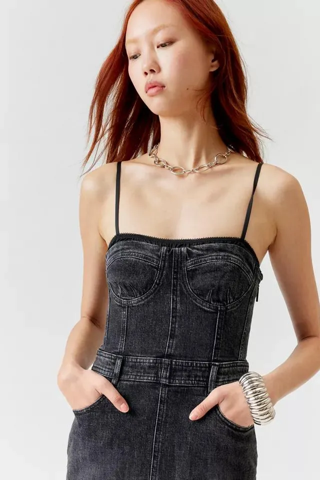 Miss Sixty Denim Bustier Midi Dress
