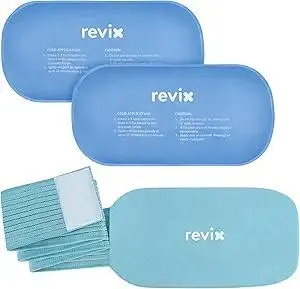 REVIX Ice Packs for Injuries Reusable, 2 Packs Hot and Cold Pack with Adjustable Strap, Flexible Ice Wraps for Joints and Muscle, Rotator Cuff, Back, Knee Discomfort Relief (10" x 5" Blue)