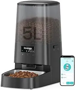 MeowServe S20 Automatic Cat Feeder with 5G WiFi, 5L Timed Food Dispenser with APP Control, SUS 304 + ABS, Auto Dispenser for Cats, Dogs, Small Pets, Dry Food Compatible