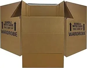 UBOXES Space Savers Wardrobe Moving Boxes With Hanger 20" x 20" x 34" (3 Pack)