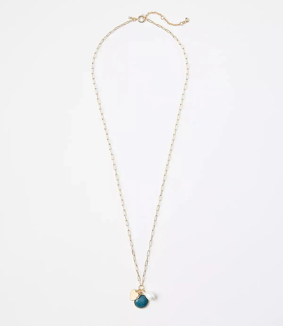 Pearlized Heart Cluster Pendant Necklace