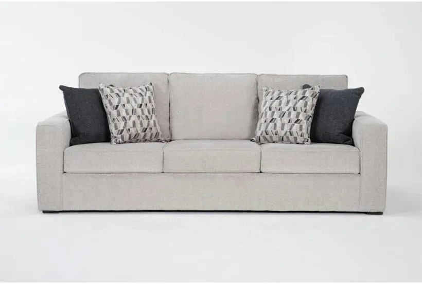 Monterey Beach Beige Fabric 95" Sofa | Track Arms | Loose Reversible Back