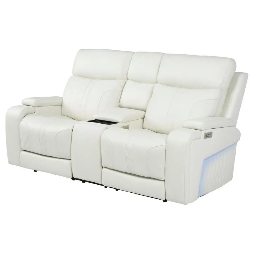 Leather Power Reclining Sofa w/Console