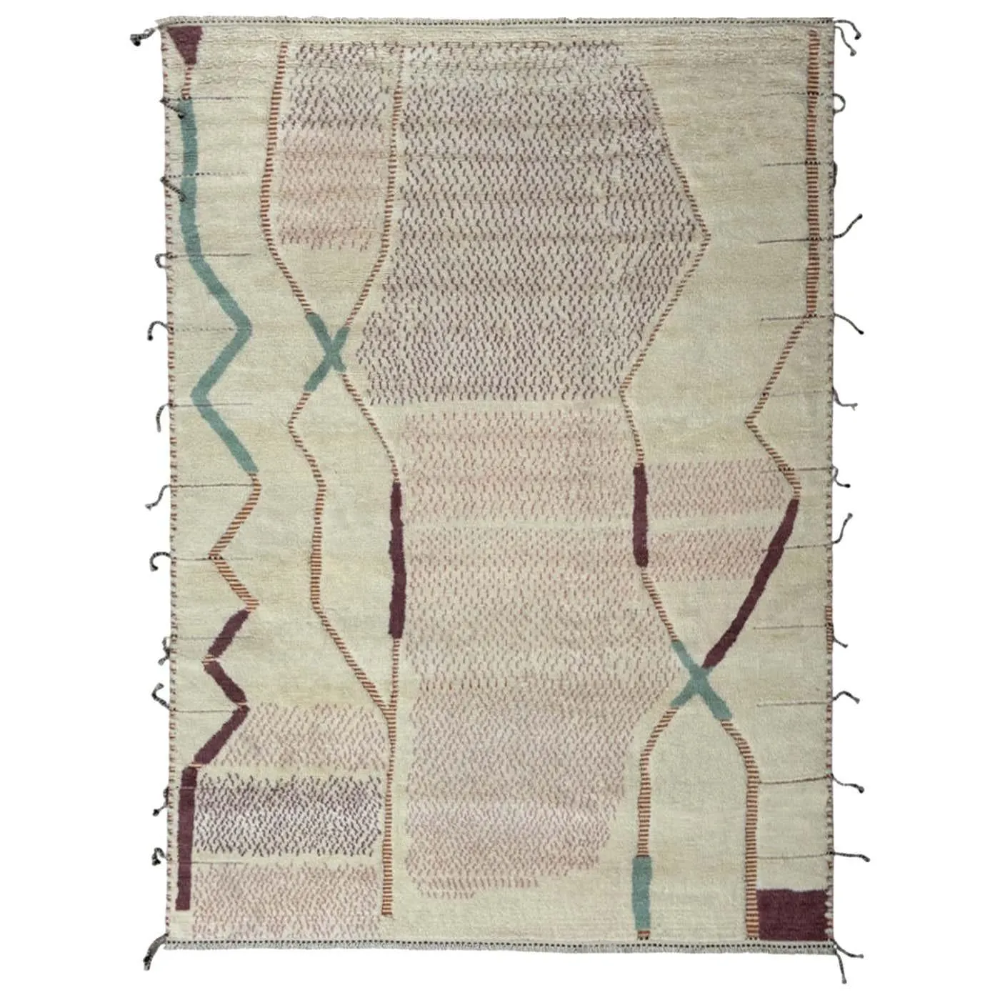 10x14 Ft Modern Moroccan style Handmade Rug. 100% Wool. Custom Options Available