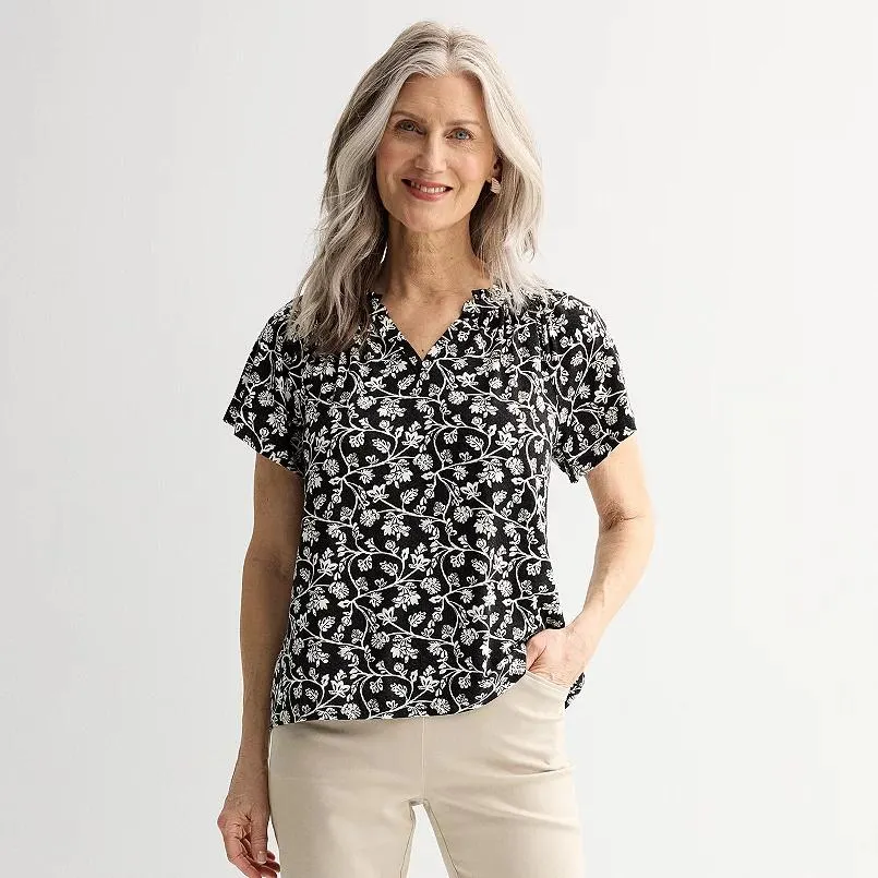 Women's Croft & Barrow® Smocked Raglan Top